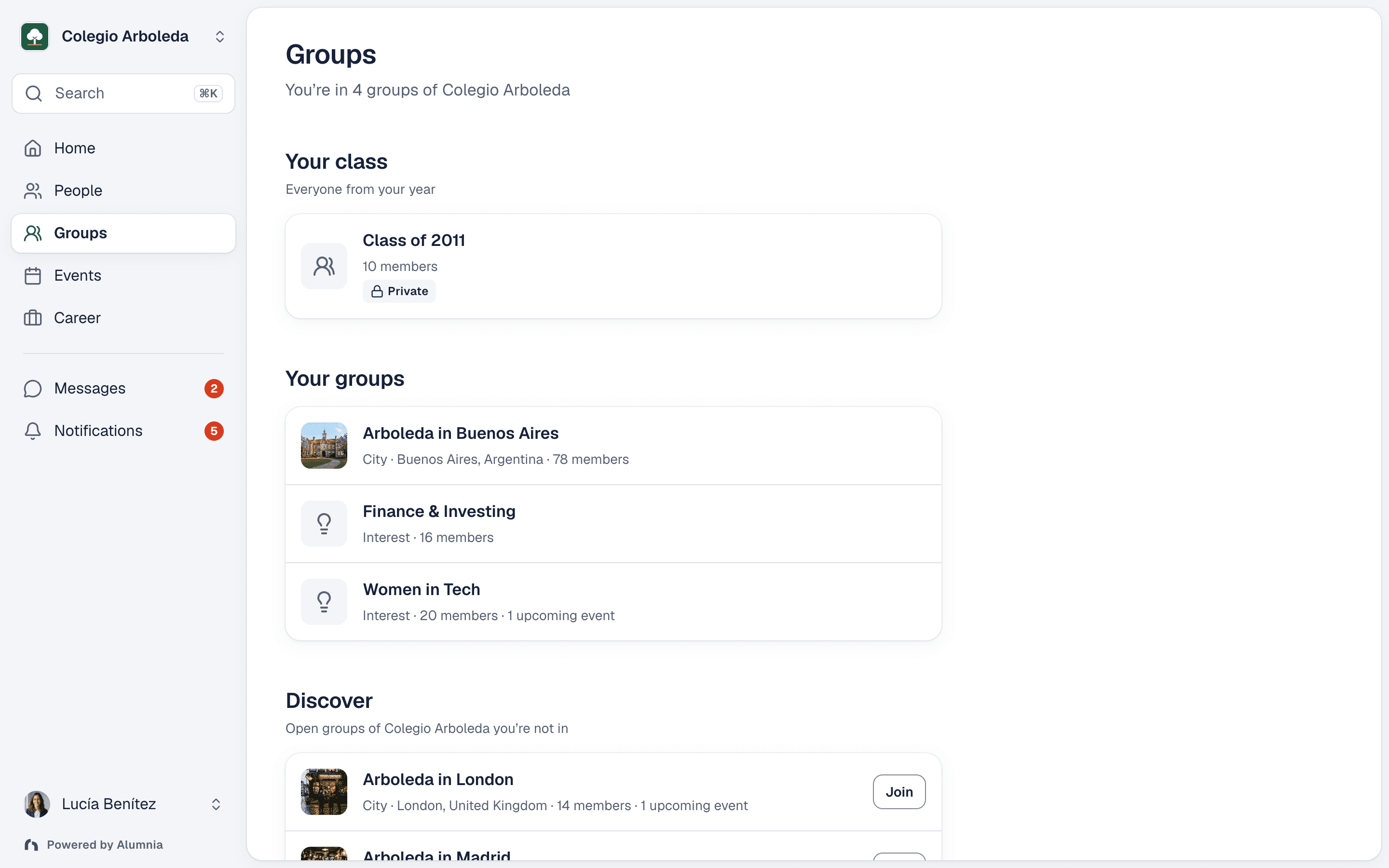 Illustrative group with members, leaders and events in a fictional community